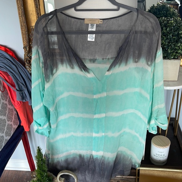 LANGUAGE CHIFON KAFTAN TOP - Picture 1 of 4